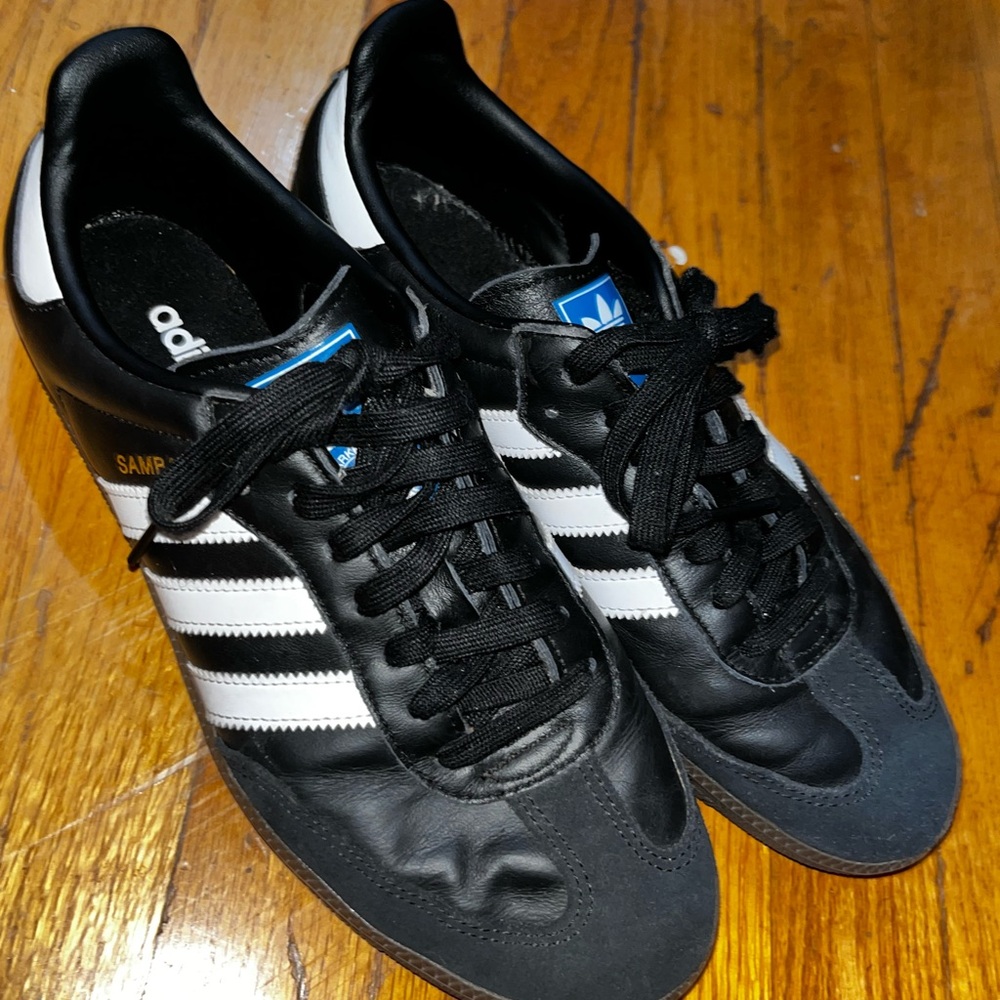 Adidas Sambas Black and White Sneakers with Brown Soles